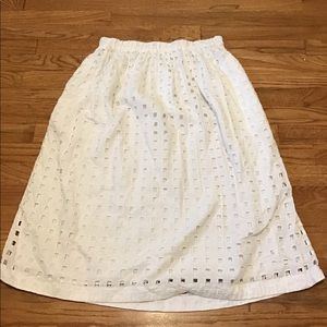White Lattice Mid Knee Length Skirt